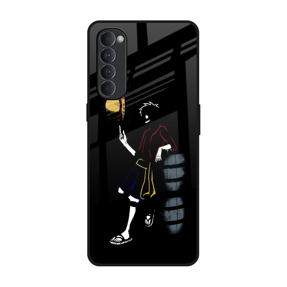 Luffy Line Art Oppo Reno4 Pro Glass Back Cover Online