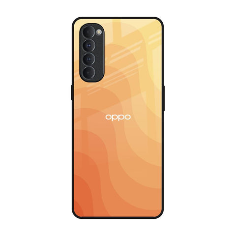 Orange Curve Pattern Oppo Reno4 Pro Glass Back Cover Online