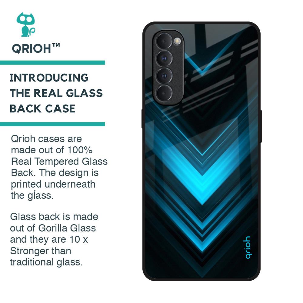 Vertical Blue Arrow Glass Case For Oppo Reno4 Pro