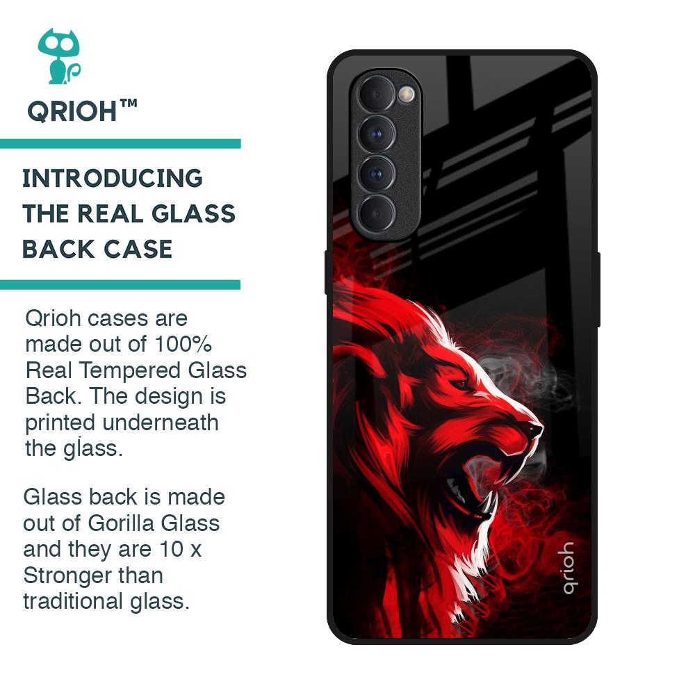 Red Angry Lion Glass Case for Oppo Reno4 Pro
