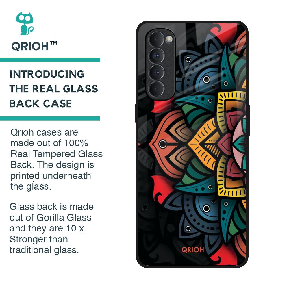 Retro Gorgeous Flower Glass Case for Oppo Reno4 Pro