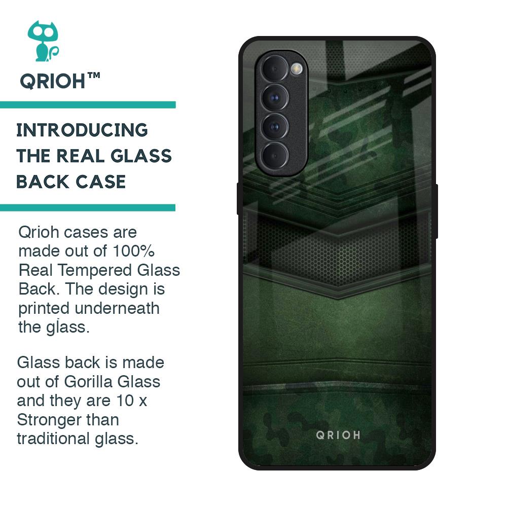 Green Leather Glass Case for Oppo Reno4 Pro