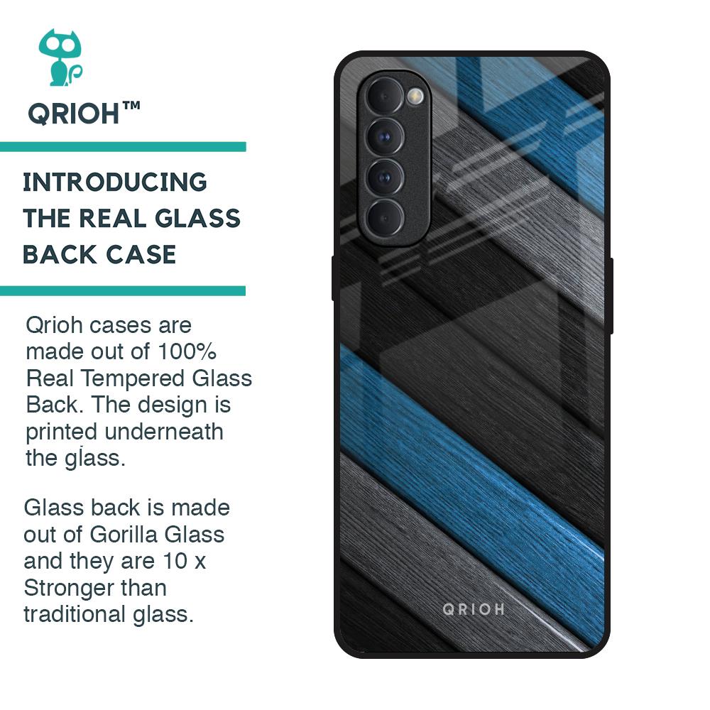 Multicolor Wooden Effect Glass Case for Oppo Reno4 Pro