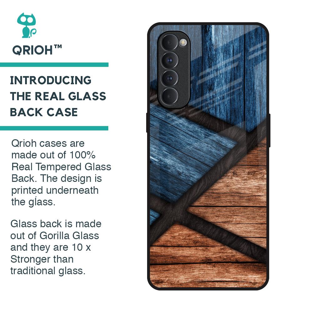 Wooden Tiles Glass Case for Oppo Reno4 Pro