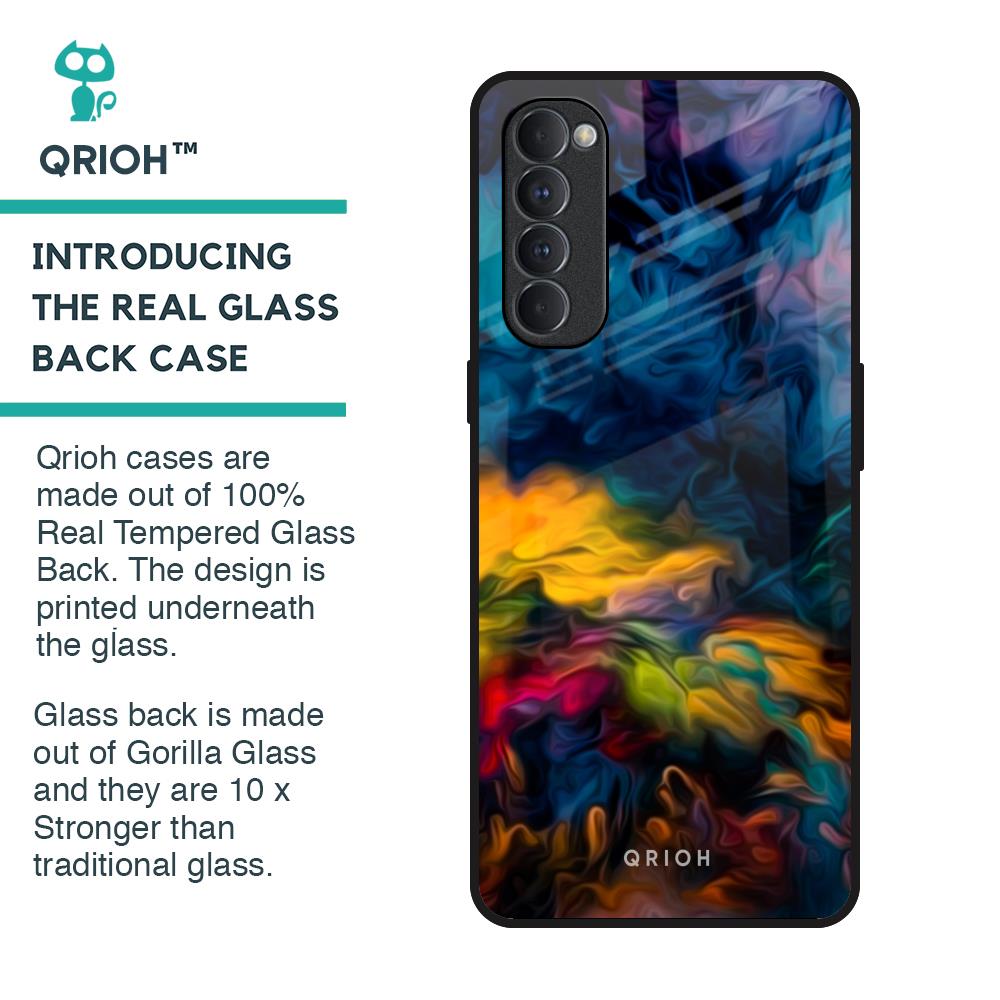 Multicolor Oil Painting Glass Case for Oppo Reno4 Pro