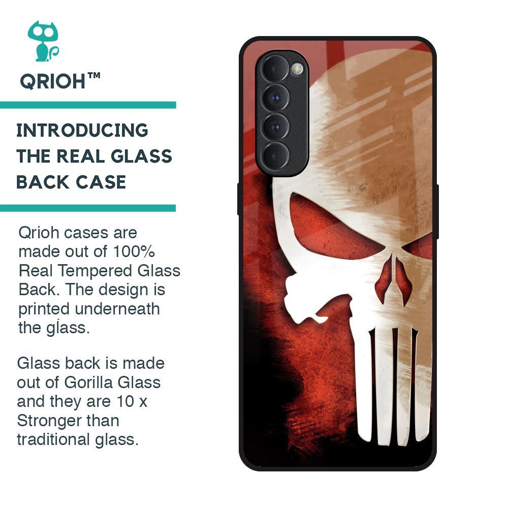 Red Skull Glass Case for Oppo Reno4 Pro