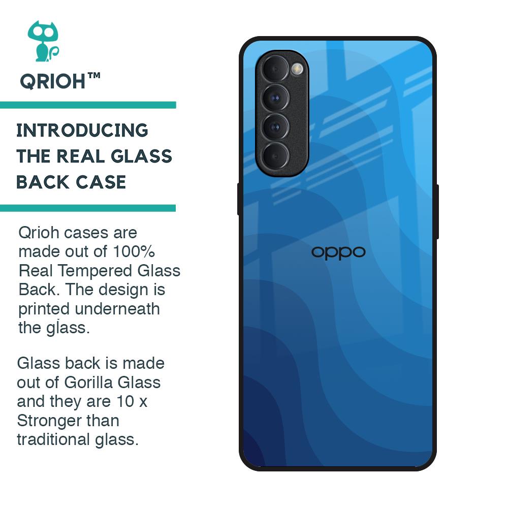 Blue Wave Abstract Glass Case for Oppo Reno4 Pro