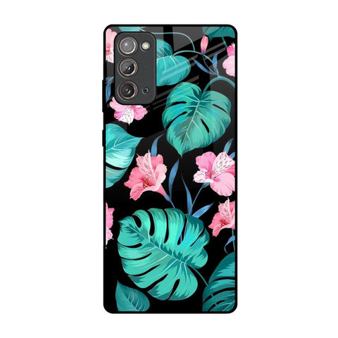 Tropical Leaves & Pink Flowers Samsung Galaxy Note 20 Glass Back Cover Online