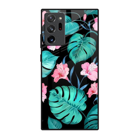 Tropical Leaves & Pink Flowers Samsung Galaxy Note 20 Ultra Glass Back Cover Online
