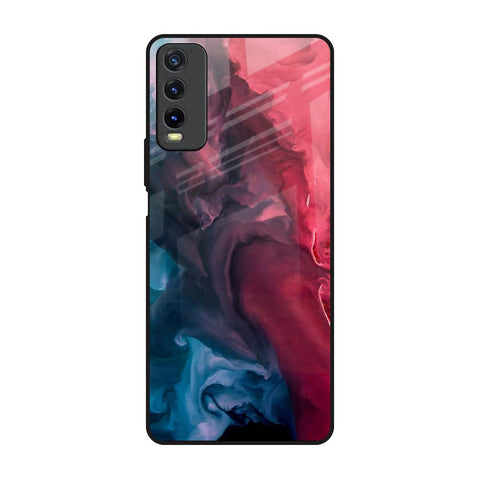 Blue & Red Smoke Vivo Y20 Glass Back Cover Online