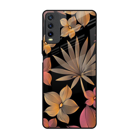 Lines Pattern Flowers Vivo Y20 Glass Back Cover Online