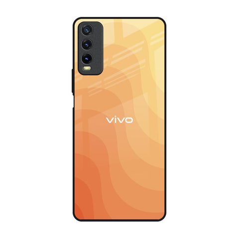 Orange Curve Pattern Vivo Y20 Glass Back Cover Online