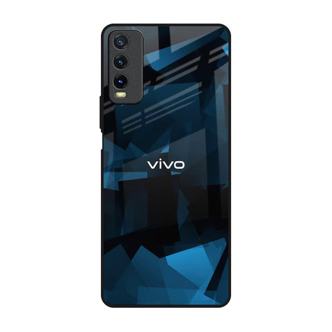 Polygonal Blue Box Vivo Y20 Glass Back Cover Online