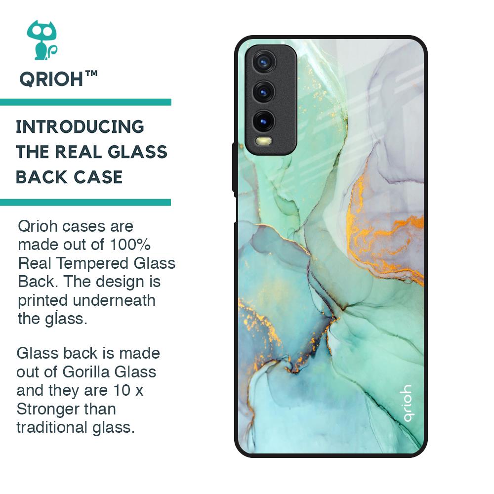 Green Marble Glass Case for Vivo Y20