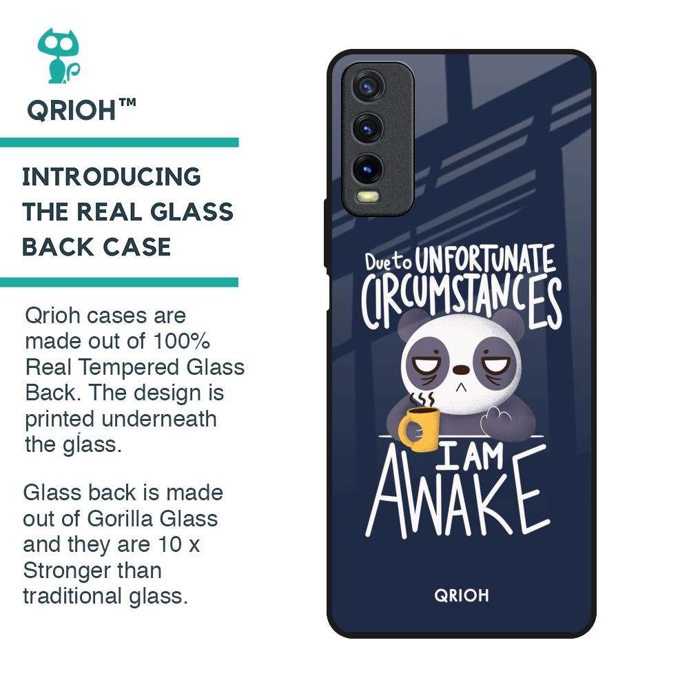 Struggling Panda Glass Case for Vivo Y20