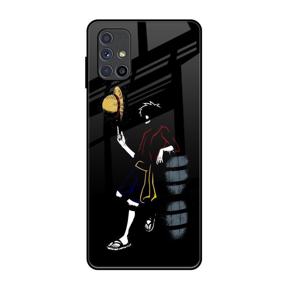 Luffy Line Art Samsung Galaxy M51 Glass Back Cover Online