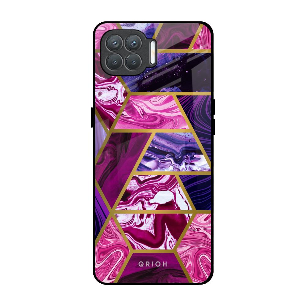 Electroplated Geometric Marble Oppo F17 Pro Glass Back Cover Online
