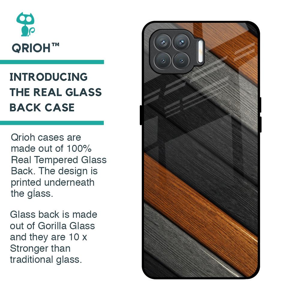 Tri Color Wood Glass Case for Oppo F17 Pro