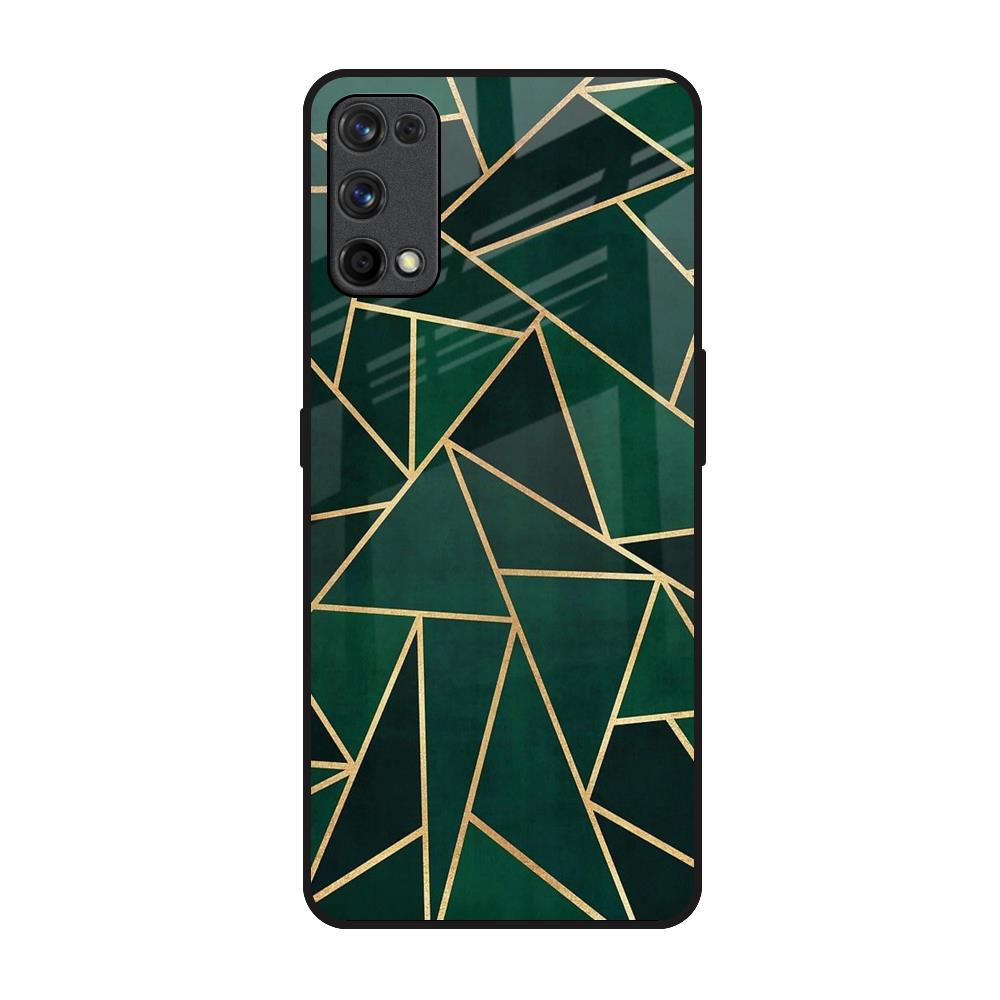 Abstract Green Realme 7 Pro Glass Back Cover Online