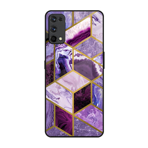 Purple Rhombus Marble Realme 7 Pro Glass Back Cover Online