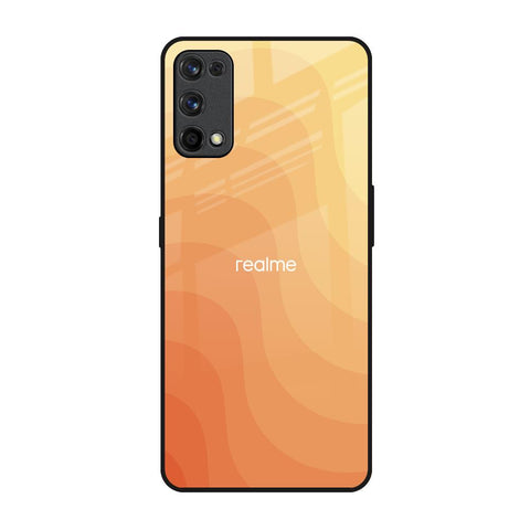 Orange Curve Pattern Realme 7 Pro Glass Back Cover Online