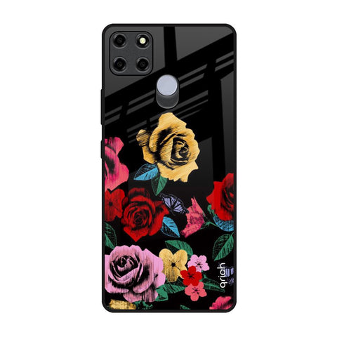Floral Decorative Realme C12 Glass Back Cover Online
