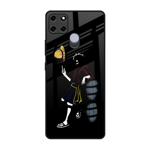 Luffy Line Art Realme C12 Glass Back Cover Online