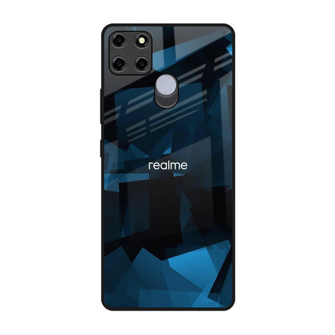 Polygonal Blue Box Realme C12 Glass Back Cover Online