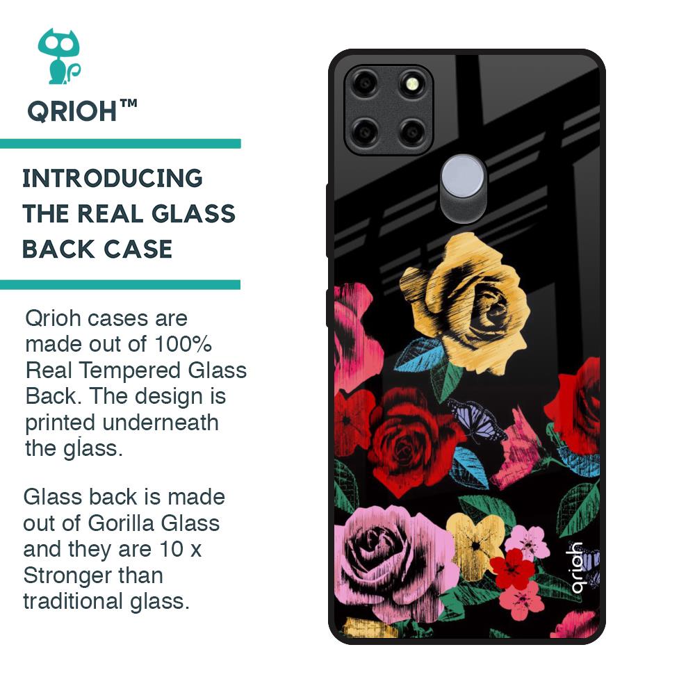 Floral Decorative Glass Case For Realme C12