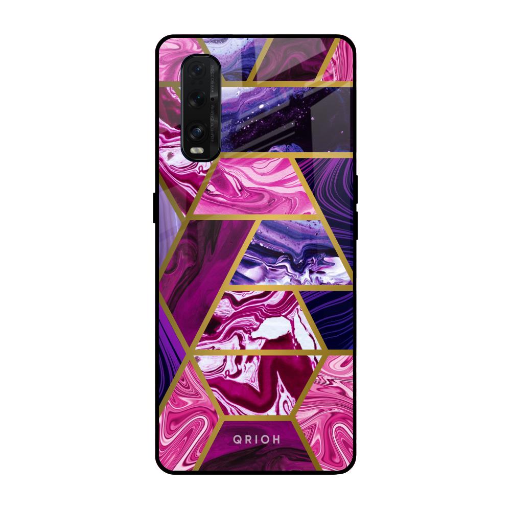 Electroplated Geometric Marble Oppo Find X2 Glass Back Cover Online