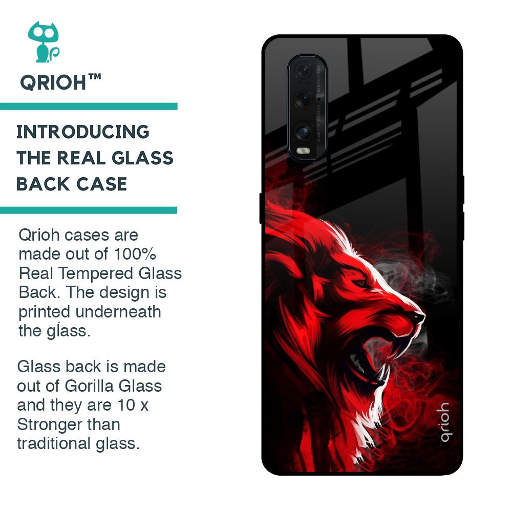 Red Angry Lion Glass Case for Oppo Find X2