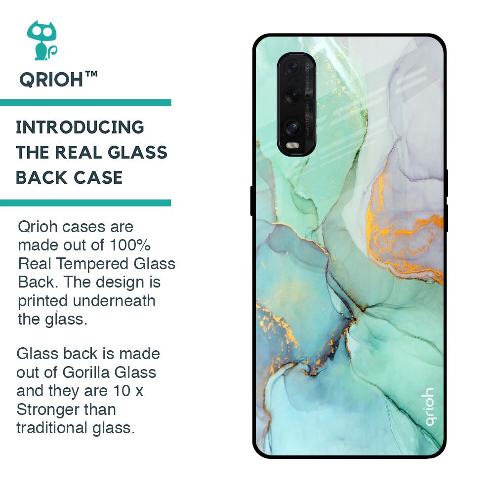 Green Marble Glass case for Oppo Find X2
