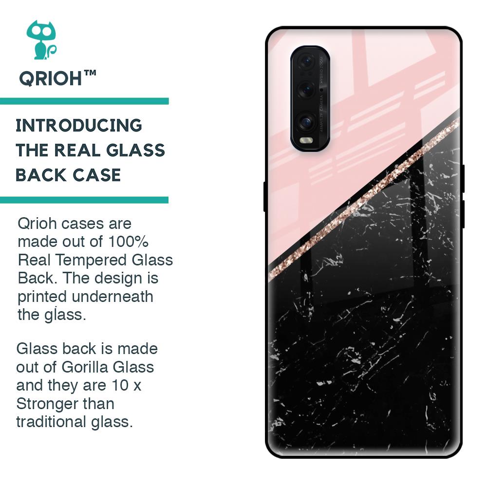 Marble Texture Pink Glass Case For Oppo Find X2