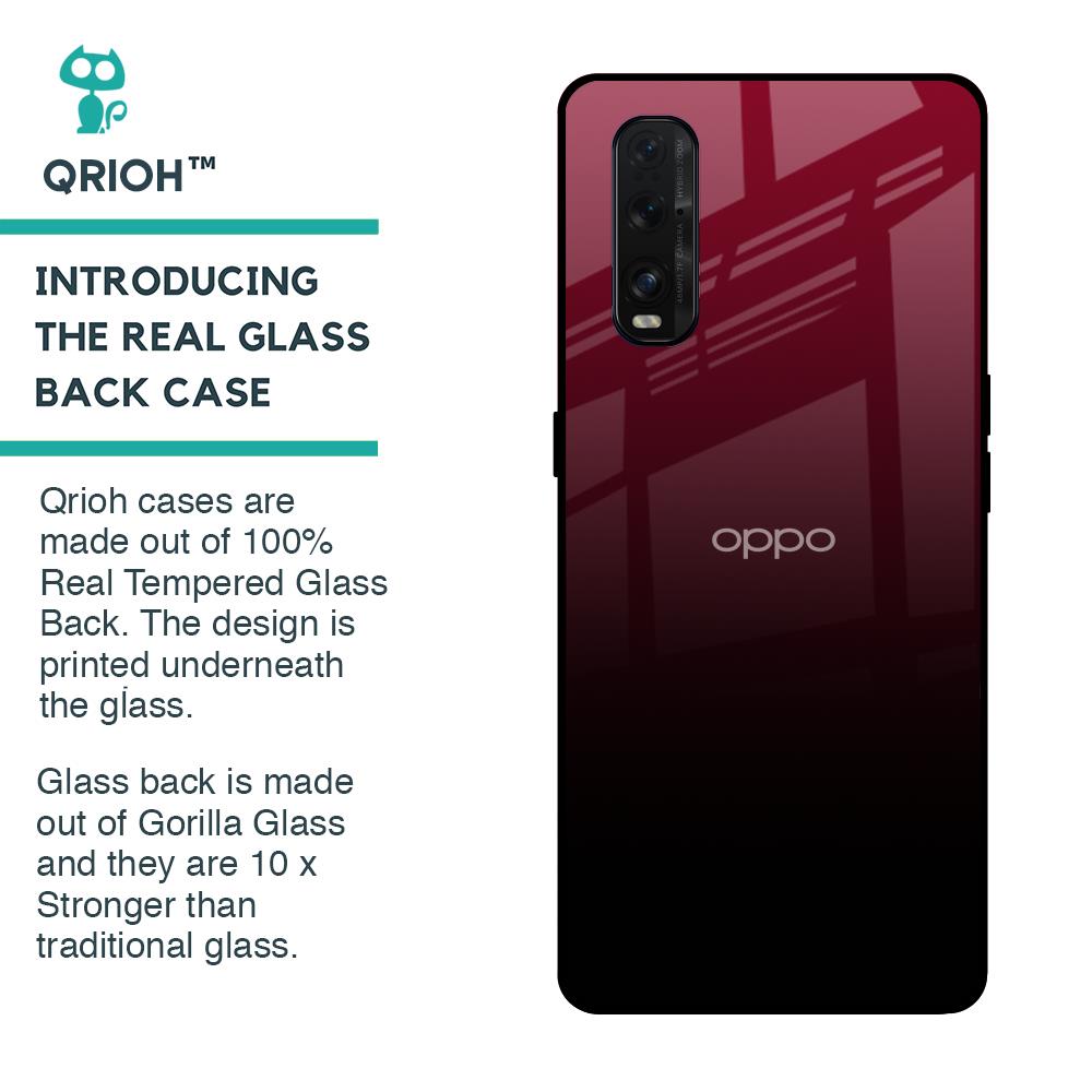 Wine Red Glass Case For Oppo Find X2