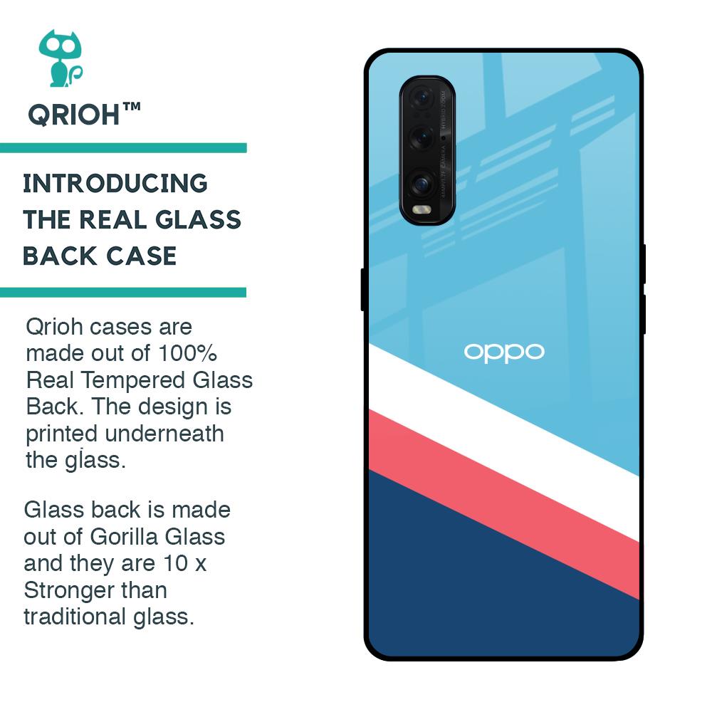 Pink & White Stripes Glass Case For Oppo Find X2