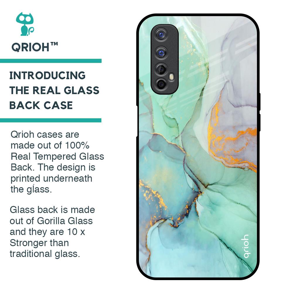 Green Marble Glass Case for Realme 7