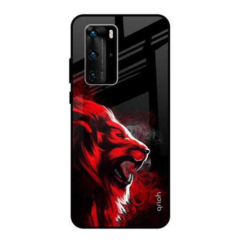 Red Angry Lion Huawei P40 Pro Glass Back Cover Online