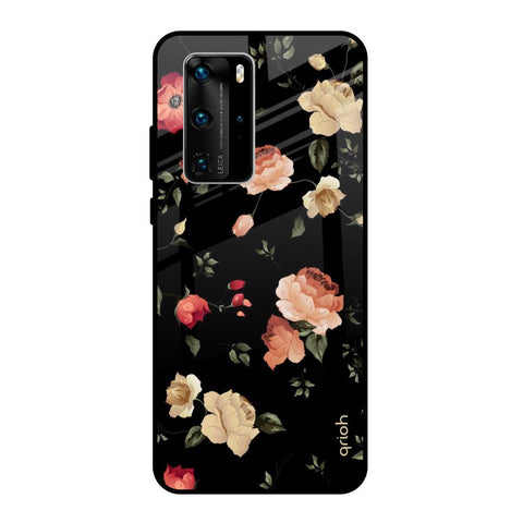 Black Spring Floral Huawei P40 Pro Glass Back Cover Online