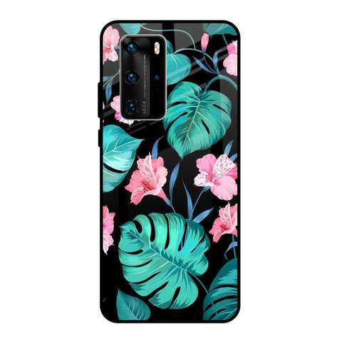 Tropical Leaves & Pink Flowers Huawei P40 Pro Glass Back Cover Online