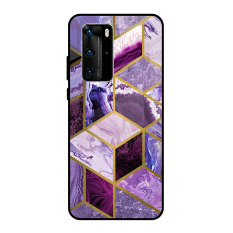 Purple Rhombus Marble Huawei P40 Pro Glass Back Cover Online
