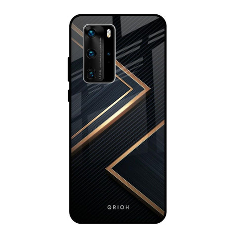 Sleek Golden & Navy Huawei P40 Pro Glass Back Cover Online