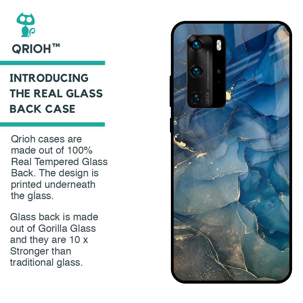 Blue Cool Marble Glass Case for Huawei P40 Pro