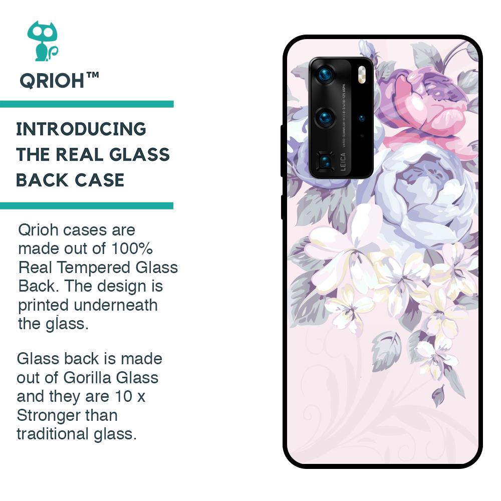 Elegant Floral Glass case for Huawei P40 Pro