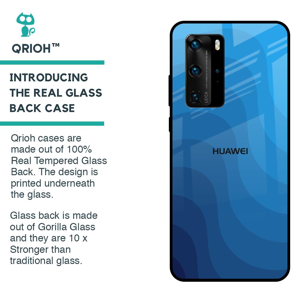 Blue Wave Abstract Glass Case for Huawei P40 Pro