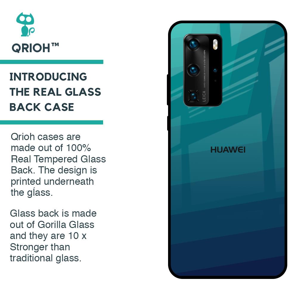 Green Triangle Pattern Glass Case for Huawei P40 Pro