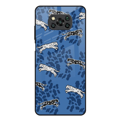 Blue Cheetah Poco X3 Glass Back Cover Online