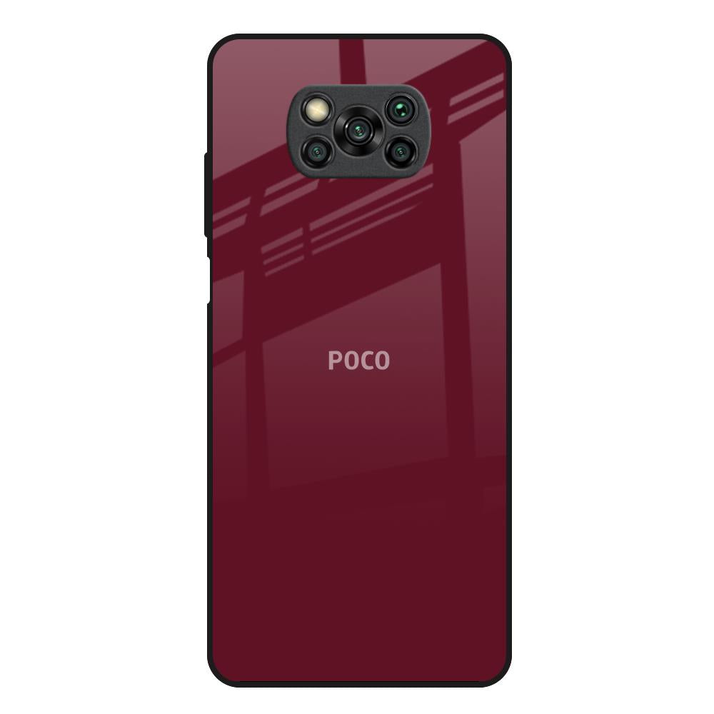 Classic Burgundy Poco X3 Glass Back Cover Online