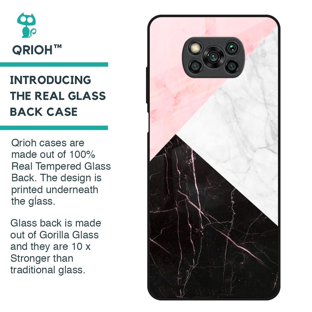 Marble Collage Art Glass Case For Poco X3