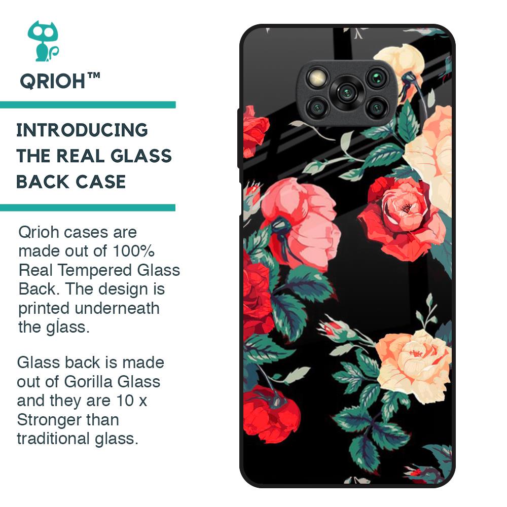 Floral Bunch Glass Case For Poco X3
