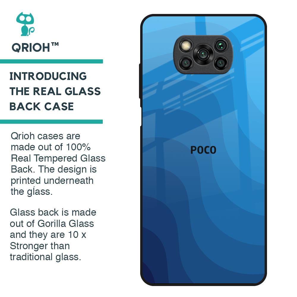 Blue Wave Abstract Glass Case for Poco X3